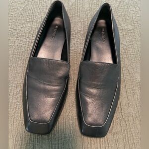 Nordstrom Squared Toe Black Leather Loafers Professional Business Shoes